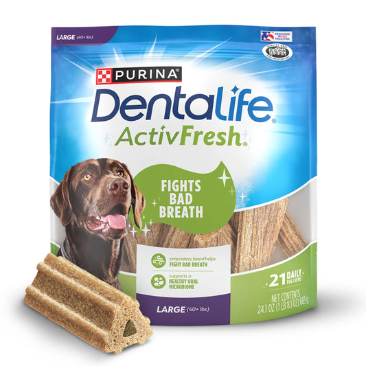 Purina  Activfresh Chicken Flavor Large Breed Adult Dog Dental Chews – 24.1 Oz Pouch (21 Ct)