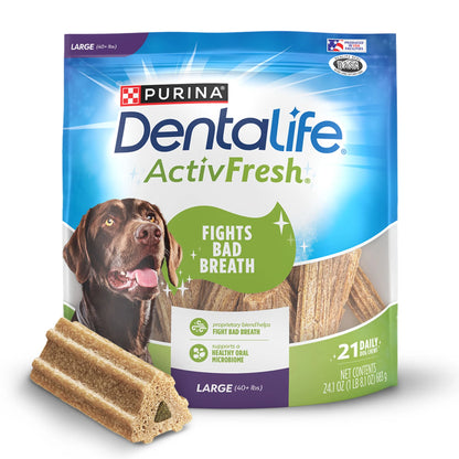Purina  Activfresh Chicken Flavor Large Breed Adult Dog Dental Chews – 24.1 Oz Pouch (21 Ct)