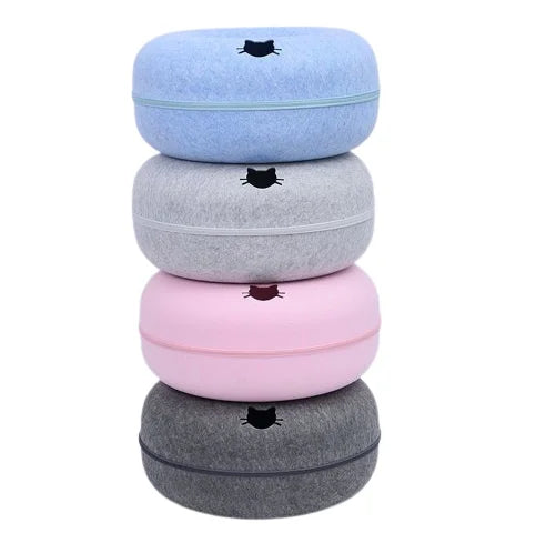 Peekaboo Cat Cave Comfy Donut Donut Cat Nest Scratch Detachable & Washable Tunnel Bed