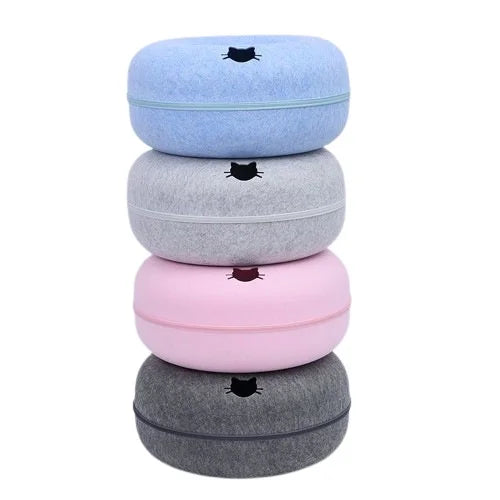 Peekaboo Cat Cave Comfy Donut Donut Cat Nest Scratch Detachable & Washable Tunnel Bed