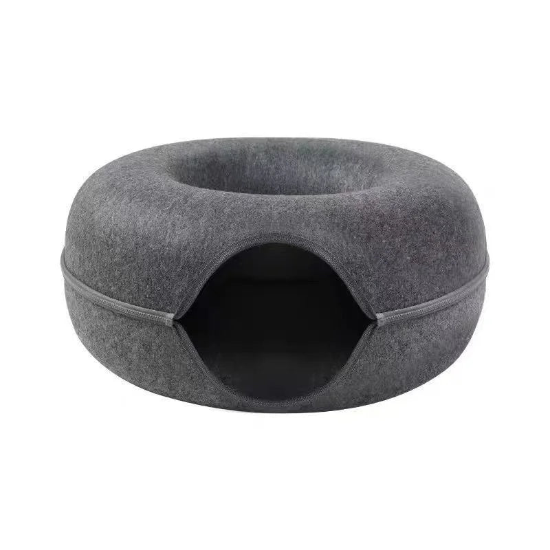 Peekaboo Cat Cave Comfy Donut Donut Cat Nest Scratch Detachable & Washable Tunnel Bed