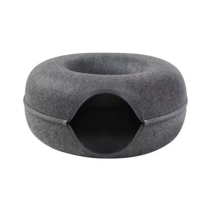Peekaboo Cat Cave Comfy Donut Donut Cat Nest Scratch Detachable & Washable Tunnel Bed